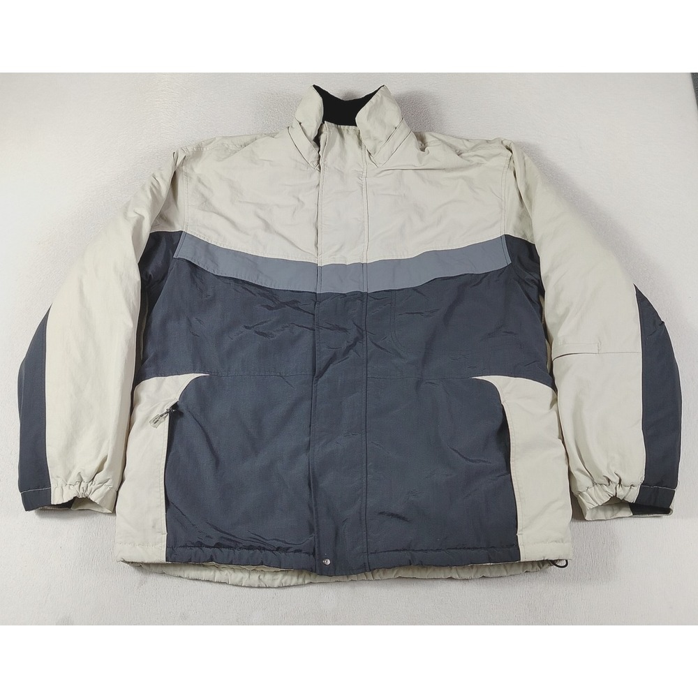 Gerry Jacket Mens Large Beige Black Puffer Insulated Ski Outdoor Winter Gorpcore
